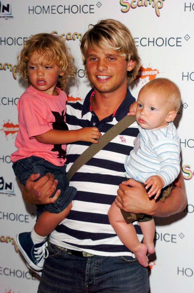 LONDON - JULY 20: TV personality Jeff Brazier and his sons Bobby Jack (L) and Freddie (R) attend the HomeChoice Enchanted Wood Tea Party at The Music Room on July 20, 2005 in London, England. (Photo by Chris Harding/Getty Images)