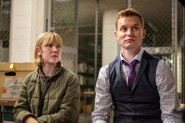 WORLD PRODUCTIONS FOR ITV KAREN PIRIE EPISODE 2 Pictured: LAUREN LYLE as DS Karen Pirie and CHRIS JENKS as DC Jason Murray. This image is under copyright and can only be reproduced for editorial purposes in your print or online publication. This image cannot be syndicated to any other third party. For further information please contact: Patrick.smith@itv.com 07909906963