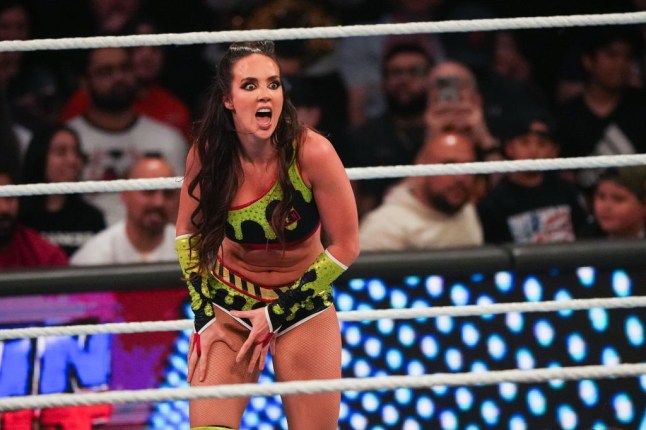 HOUSTON, TEXAS - MARCH 11: Chelsea Green reacts after her fight against Natalya during WWE Monday Night RAW at Toyota Center on March 11, 2024 in Houston, Texas. (Photo by Alex Bierens de Haan/Getty Images)
