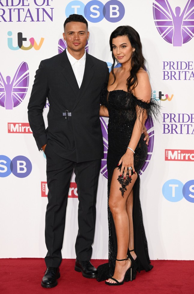LONDON, ENGLAND - OCTOBER 08: Jermaine Jenas and Ellie Penfold arrives at the Pride Of Britain Awards 2023 at Grosvenor House on October 08, 2023 in London, England. (Photo by Karwai Tang/WireImage)