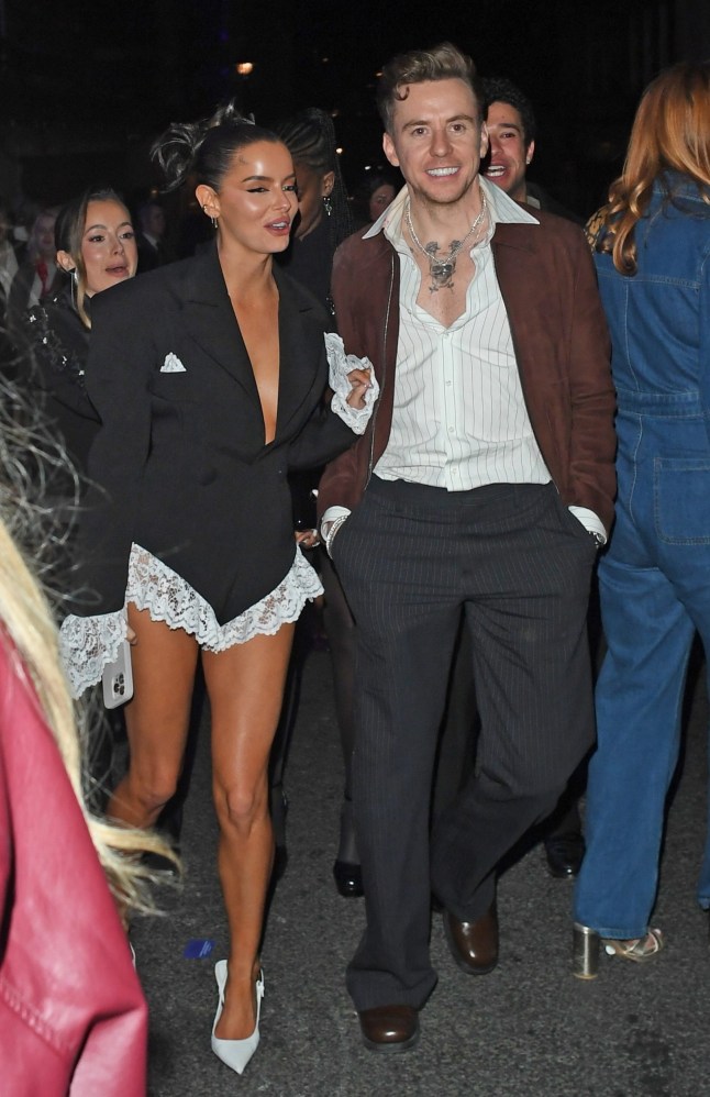BGUK_3168494 - London, UNITED KINGDOM - Im A Celeb Camp Mates. Maura Higgins & Danny Jones Pictured leaving Universal Music Brits AfterParty Together. Maura and Danny were seen trying to sneak out of the bash together following Maura's Run in with her ex Pete Wicks at the awards ceremony and after show at 180 The Strand. The pair tried to sneak out away from the aftershow party just before 4am before being snapped by photographers, the pair tried to split but it was to late they had been busted! Pictured: Maura Higgins and Danny Jones. BACKGRID UK 1 MARCH 2025 UK: +44 208 344 2007 / uksales@backgrid.com USA: +1 310 798 9111 / usasales@backgrid.com *Pictures Containing Children Please Pixelate Face Prior To Publication*