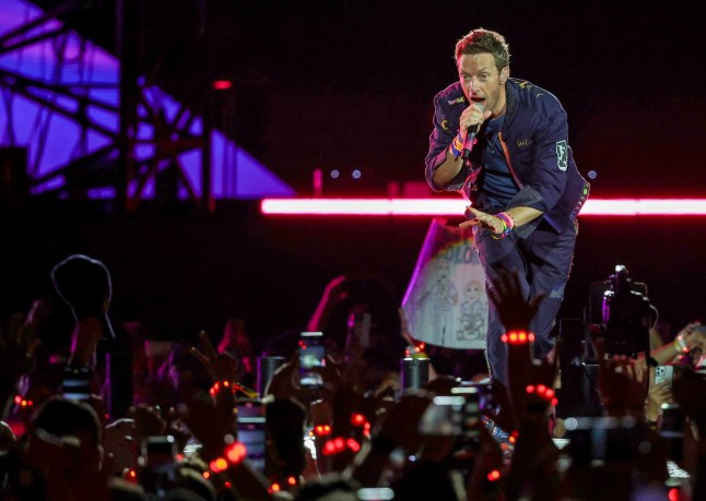 LAS VEGAS, NEVADA - JUNE 06: Chris Martin of Coldplay performs on a stop of the band's Music of the Spheres world tour at Allegiant Stadium on June 06, 2025 in Las Vegas, Nevada. (Photo by Ethan Miller/Getty Images)