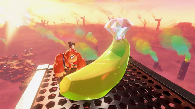 Donkey Kong Bananza screenshot of DK and banandium gem