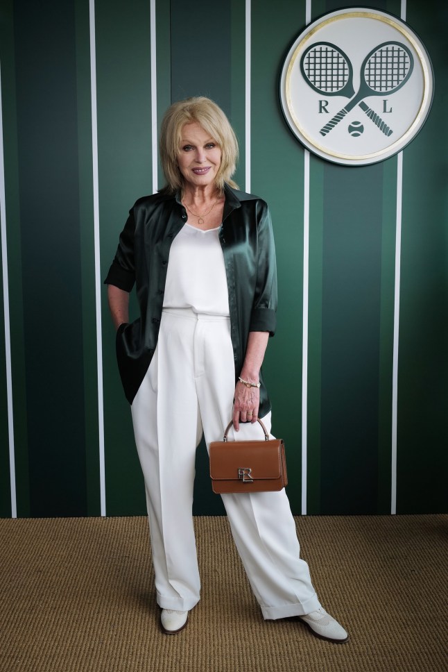 LONDON, ENGLAND - JULY 13: Joanna Lumley, wearing Ralph Lauren, attends the Ralph Lauren Suite during The Championships, Wimbledon at All England Lawn Tennis and Croquet Club on July 13, 2025 in London, England. (Photo by Darren Gerrish/WireImage Getty Images for Ralph Lauren)