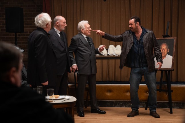 Danny Dyer confronts three older men in Mr Bigstuff