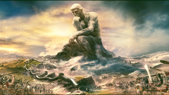 Civilization 6 key art of stone statue