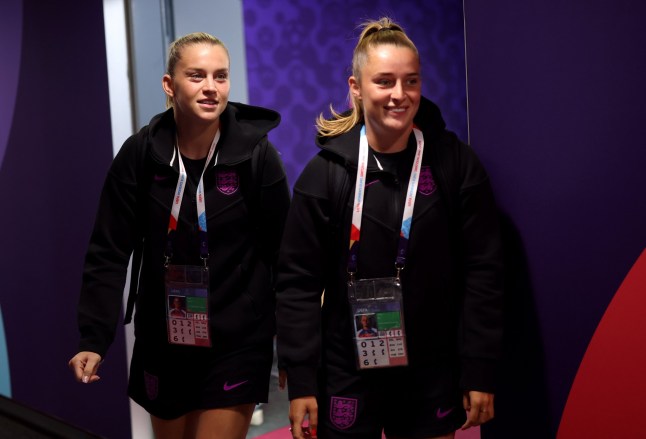 GENEVA, SWITZERLAND - JULY 22: Alessia Russo and Ella Toone of England arrive at the stadium prior to the UEFA Women's EURO 2025 Semi-Final match between England and Italy at Stade de Geneve on July 22, 2025 in Geneva, Switzerland. (Photo by Maja Hitij - UEFA/UEFA via Getty Images)