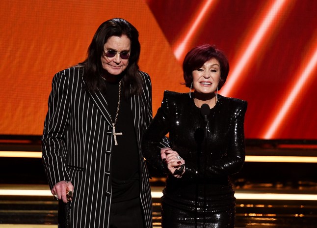 Ozzy Osbourne and Sharon Osbourne on stage
