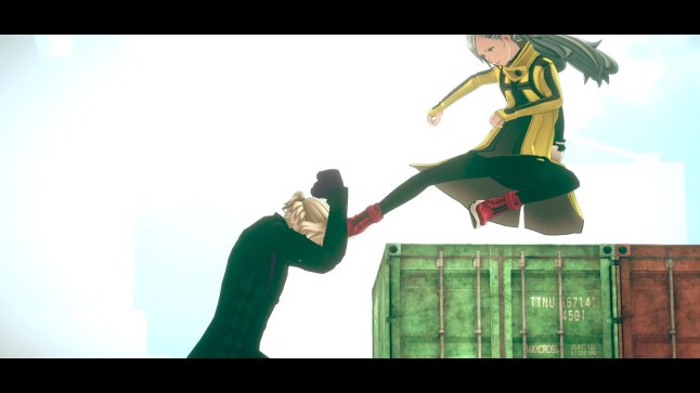 No Sleep for Kaname Date cut scene Date using his arms to block a divekick from Mizuki