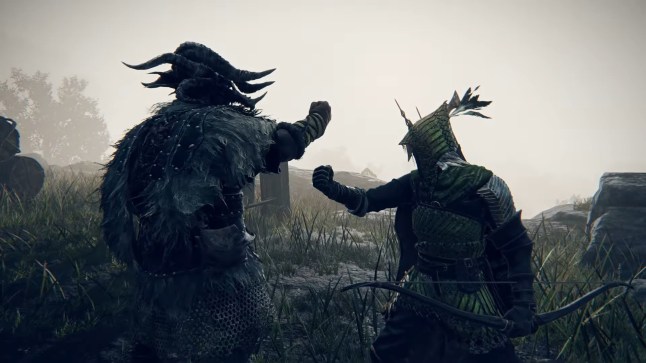 Elden Ring Nightreign screenshot of two player characters saluting each other