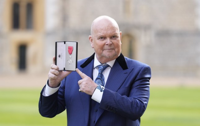 James Whale after being made a Member of the Order of the British Empire (MBE) by the Princess Royal at an investiture ceremony at Windsor Castle, Berkshire. Picture date: Wednesday April 17, 2024.