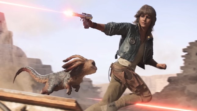 Star Wars Outlaws screenshot of the main character firing a gun