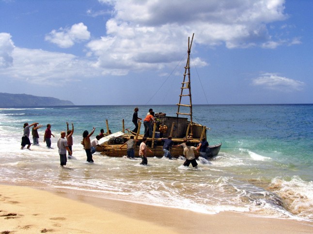 Television programme, 'Lost', TX 11 January 2006. Episode 23 - "Exodus, Part One" Rousseau delivers a dire warning about the "others" and Michael and Jin ready the raft for sailing. Tx:TX Date This picture may be used solely for Channel 4 programme publicity purposes in connection with the current broadcast of the programme(s) featured in the national and local press and listings. Not to be reproduced or redistributed for any use or in any medium not set out above (including the internet or other electronic form) without the prior written consent of Channel 4 Picture Publicity 020 7306 8685