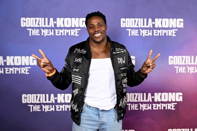 LONDON, ENGLAND - MARCH 27: Harry Aikines-Aryeetey aka Gladiator Nitro attends a preview screening of Godzilla x Kong: The New Empire at Cineworld Leicester Square on March 27, 2024 in London, England. (Photo by Jeff Spicer/Getty Images for Warner Bros.)