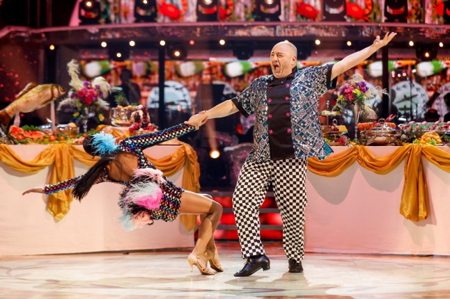 For use in UK, Ireland or Benelux countries only Undated BBC handout photo of BBC handout photo of Katya Jones and Wynne Evans, during their appearance on the live show on Saturday for BBC1's Strictly Come Dancing. Issue date: Saturday September 21, 2024. PA Photo. See PA story SHOWBIZ Strictly. Photo credit should read: Guy Levy/BBC/PA Wire NOTE TO EDITORS: Not for use more than 21 days after issue. You may use this picture without charge only for the purpose of publicising or reporting on current BBC programming, personnel or other BBC output or activity within 21 days of issue. Any use after that time MUST be cleared through BBC Picture Publicity. Please credit the image to the BBC and any named photographer or independent programme maker, as described in the caption.