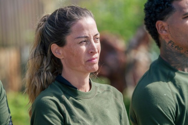 Close up of Rebecca Loos at Driving Task briefing on SAS: Who Dares Wins