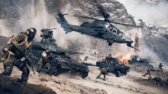 Battlefield 6 battle with multiple different vehicles