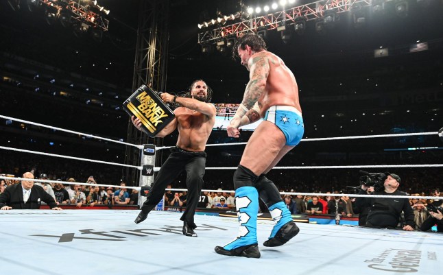 EAST RUTHERFORD, NEW JERSEY - AUGUST 2: Seth Rollins in action against CM Punk during SummerSlam at MetLife Stadium on August 2, 2025 in East Rutherford, New Jersey. (Photo by Andrew Timms/WWE via Getty Images)