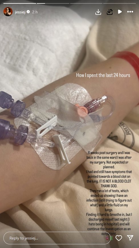 Jessie J rushed to hospital weeks after cancer surgery
