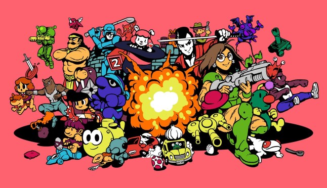 UFO 50 key art of several different video game characters