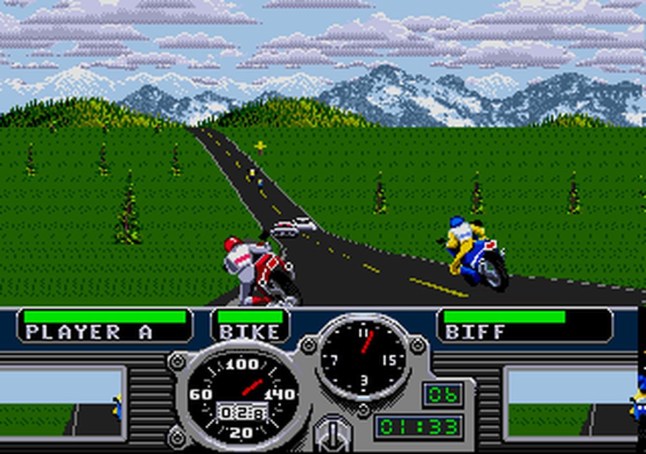Road Rash screenshot of motorcycles racing